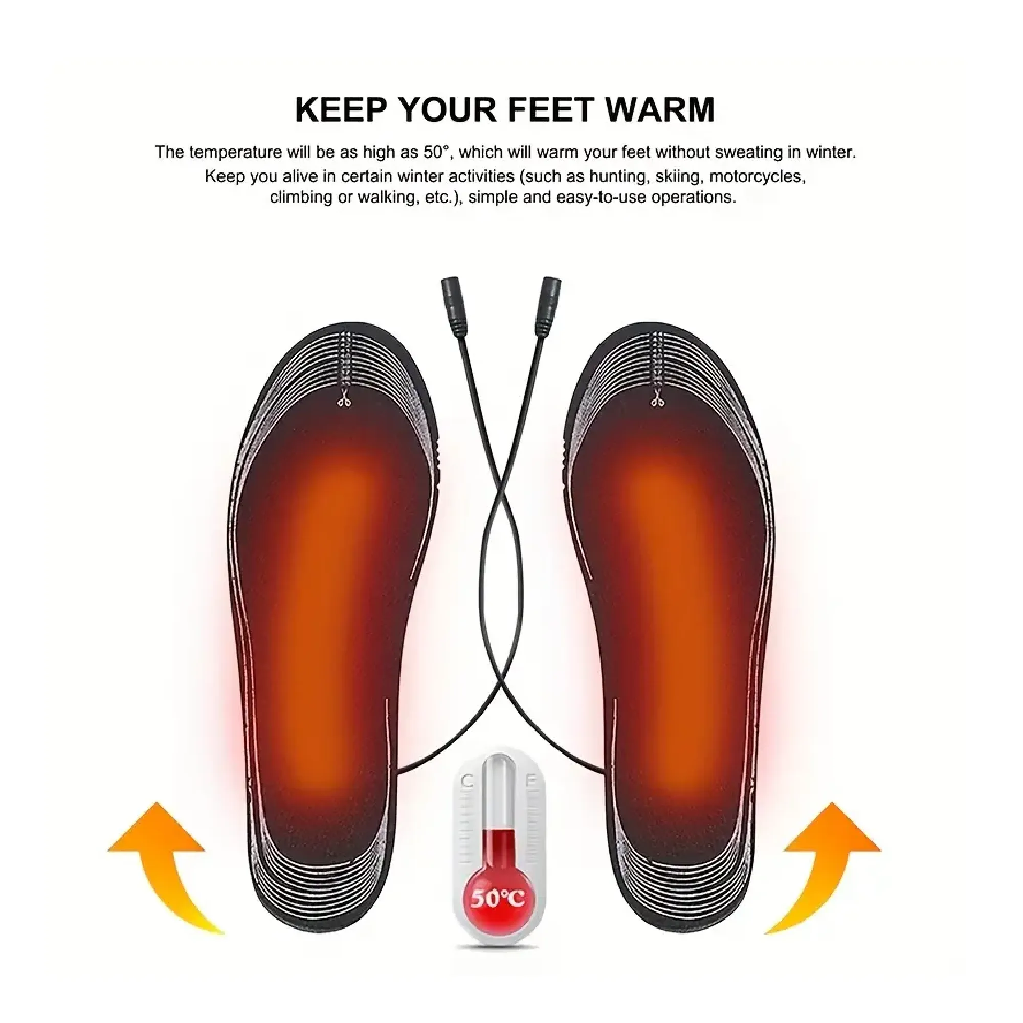 1pc USB Heated Shoe Insoles, Electric Foot Warming Pad, Feet Warmer Sock Pad, Winter Outdoor Sports Heating Insole, Winter Warm Cushion