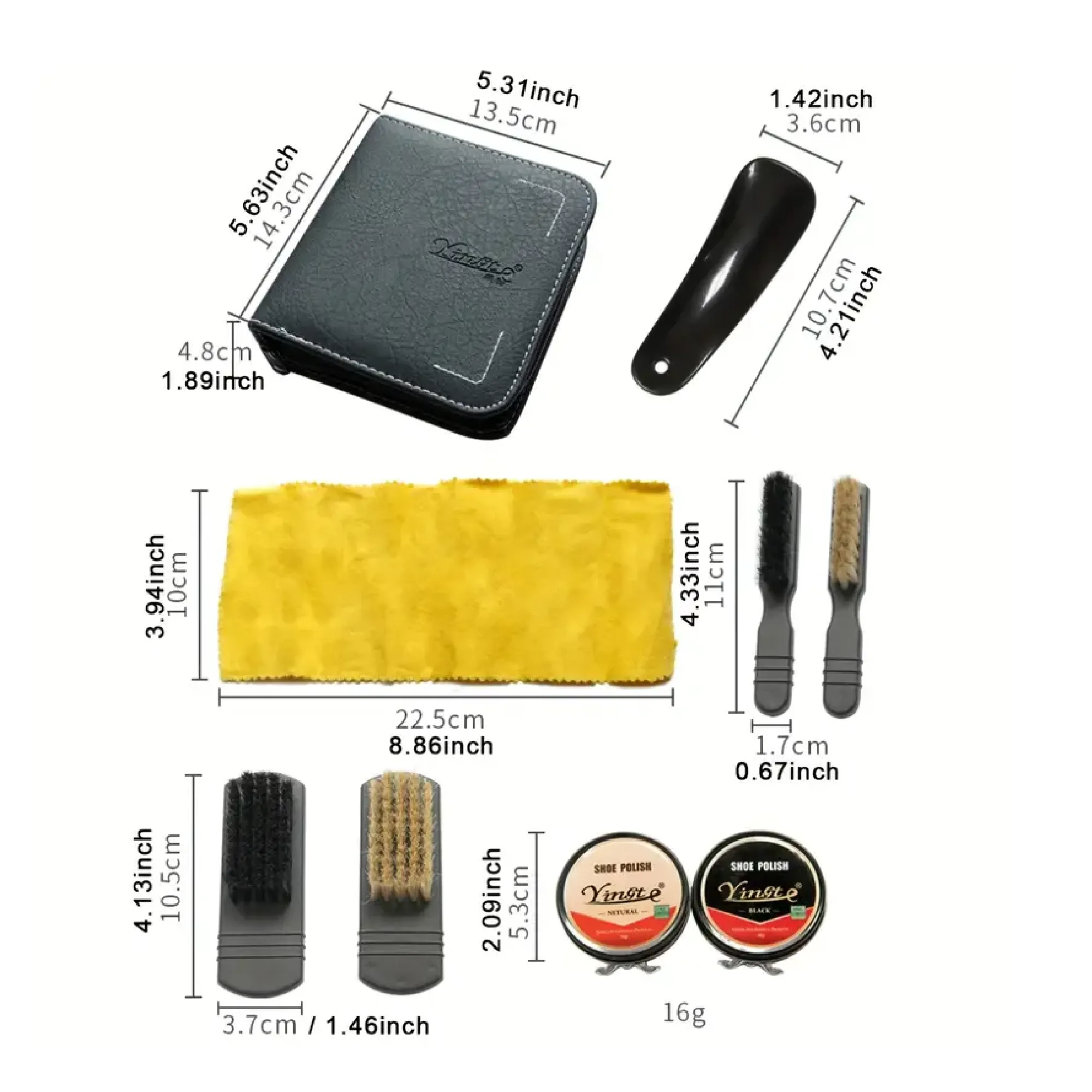 7PC Shoe Polishing And Care Kit - Leather Shoe Polishing Kit With Black And White Wax, Shoe Polishing Brush For Polishing - Compact Shoe Polishing Kit