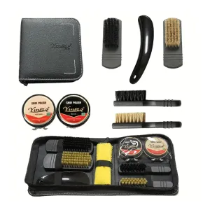 7PC Shoe Polishing And Care Kit - Leather Shoe Polishing Kit With Black And White Wax, Shoe Polishing Brush For Polishing - Compact Shoe Polishing Kit