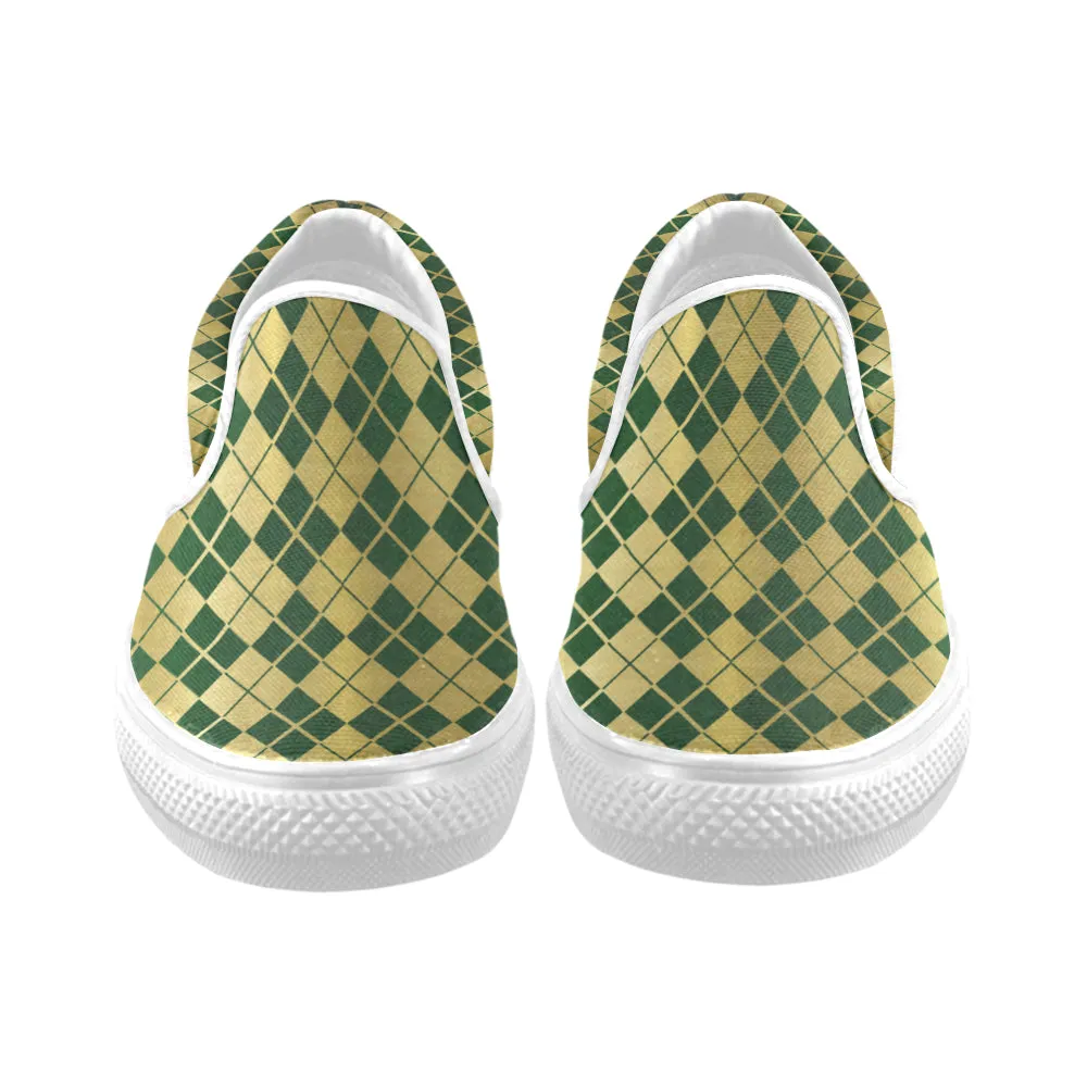 ARLEQUIN GREEN Unusual Slip-on Canvas Shoes