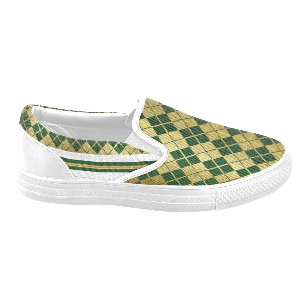 ARLEQUIN GREEN Unusual Slip-on Canvas Shoes