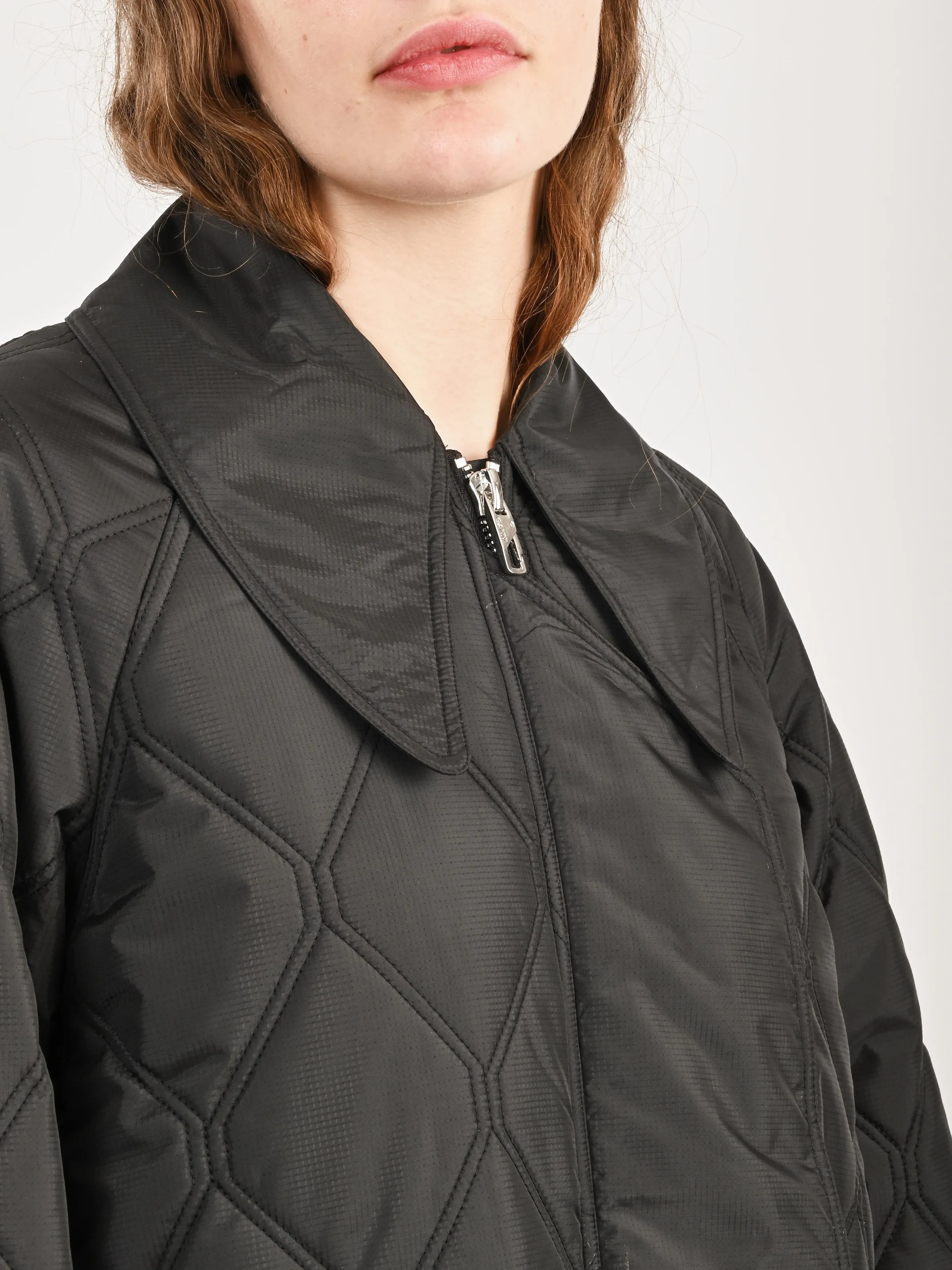 Black Ripstop Quilt Coat