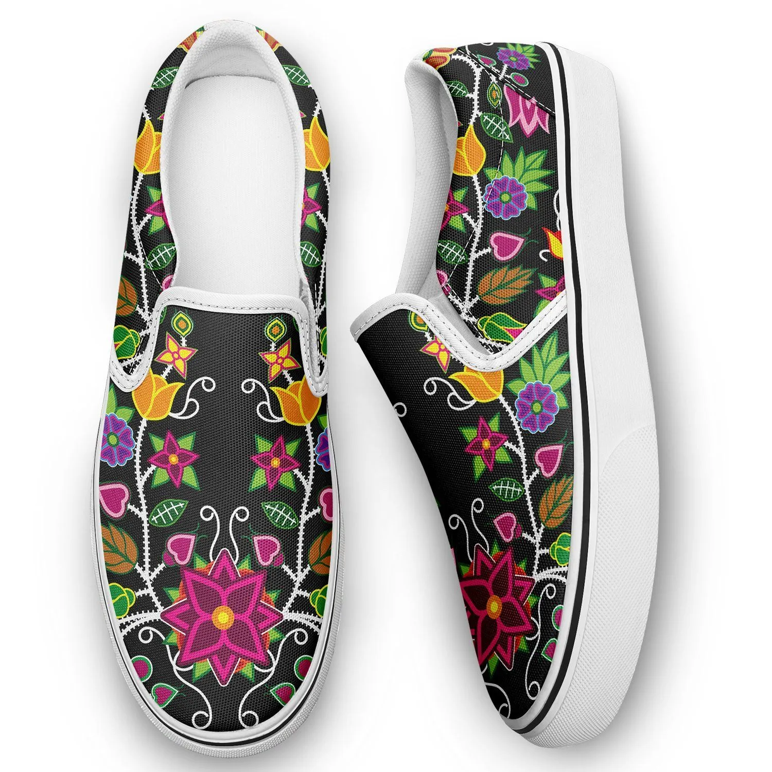 Floral Beadwork Otoyimm Kid's Canvas Slip On Shoes