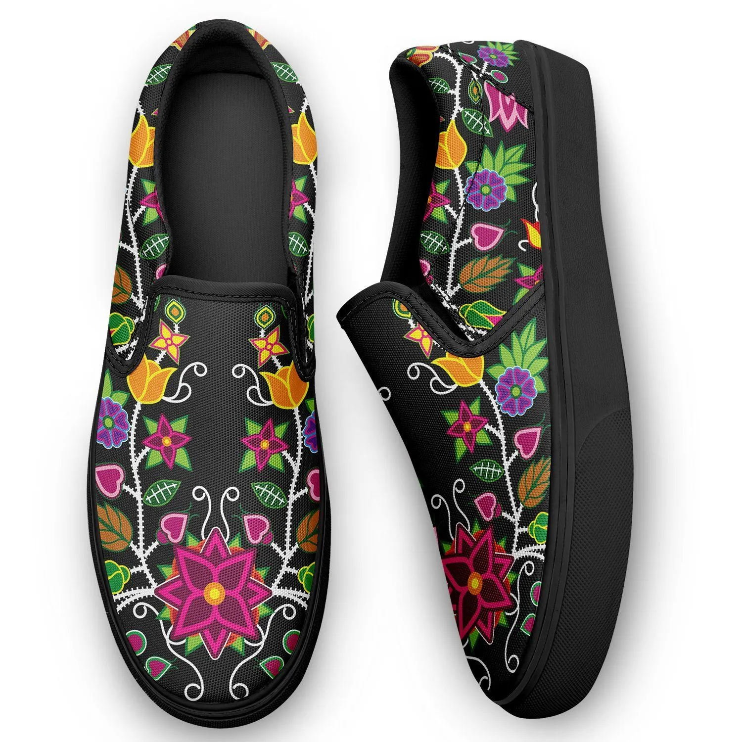 Floral Beadwork Otoyimm Kid's Canvas Slip On Shoes