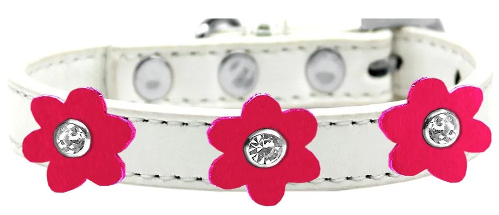 Flower Premium Collar White With Bright Pink Flowers Size 14