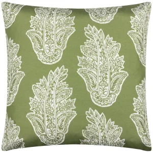 Kalindi Paisley Outdoor Cushion Olive