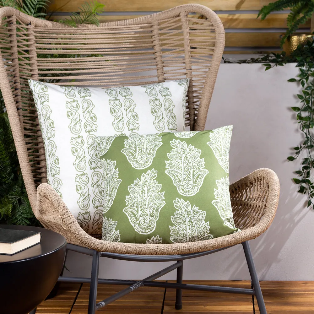 Kalindi Paisley Outdoor Cushion Olive