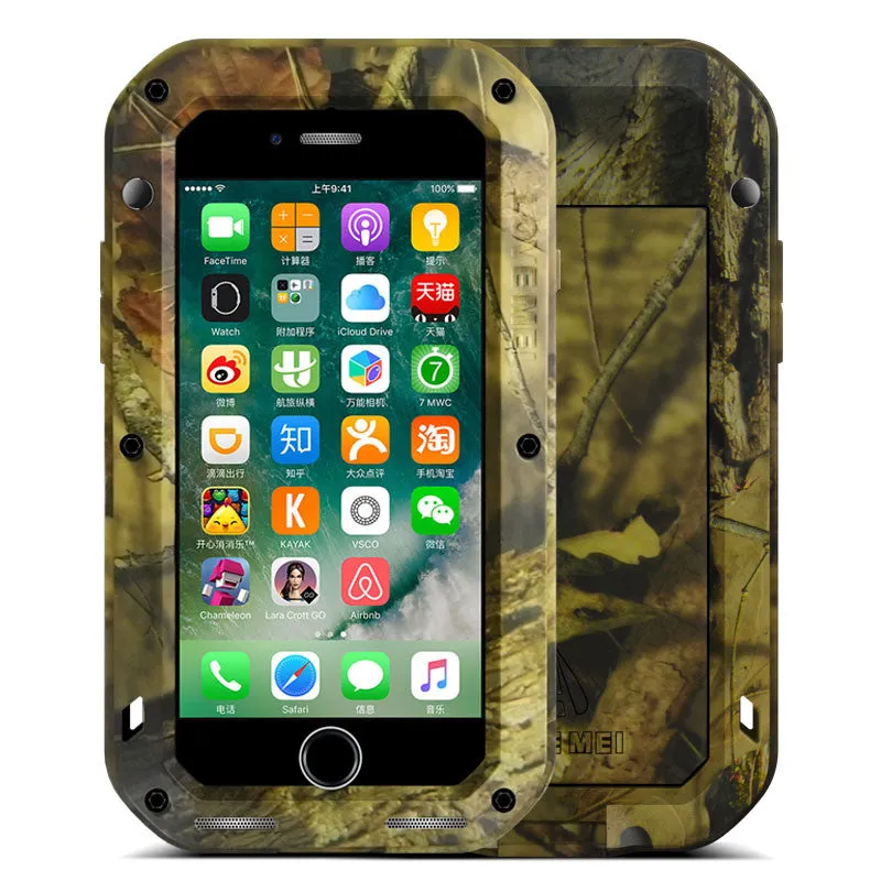 LOVE MEI Powerful Camouflage Shockproof Metal Heavy Duty Case Cover