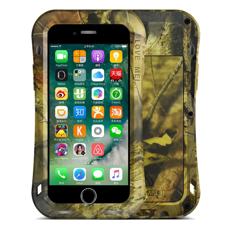 LOVE MEI Powerful Camouflage Shockproof Metal Heavy Duty Case Cover