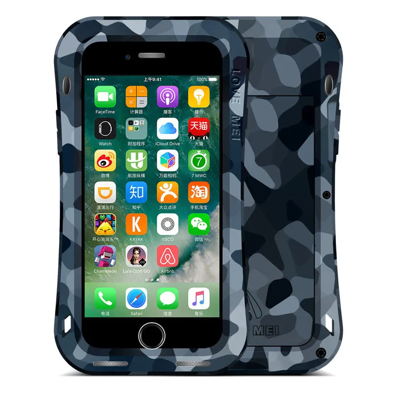 LOVE MEI Powerful Camouflage Shockproof Metal Heavy Duty Case Cover