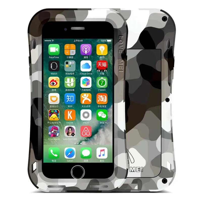 LOVE MEI Powerful Camouflage Shockproof Metal Heavy Duty Case Cover