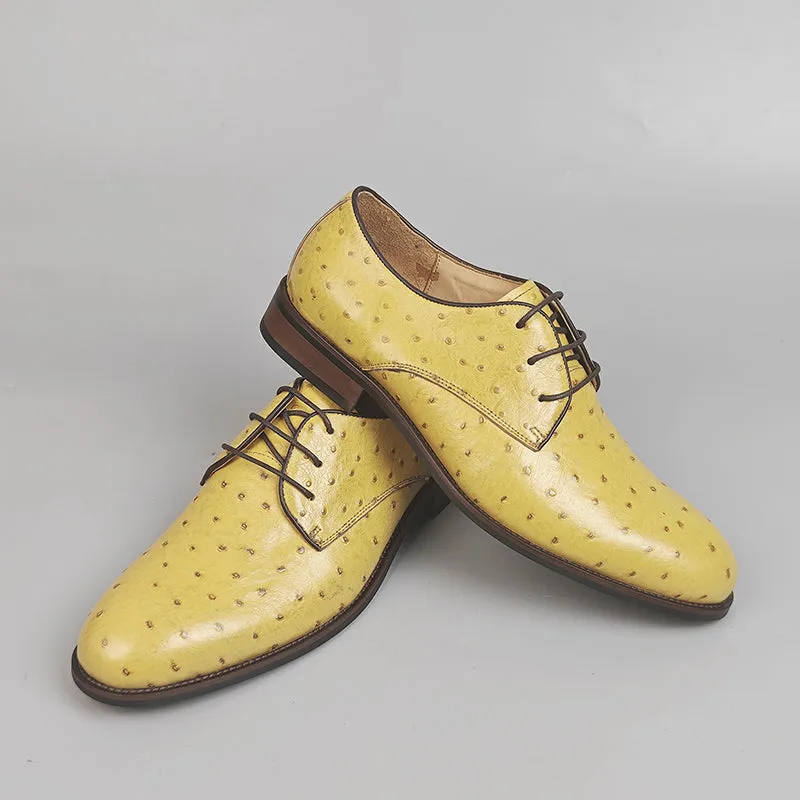 LuxeLeather Exotic Pattern Round Toe Brogue Shoes