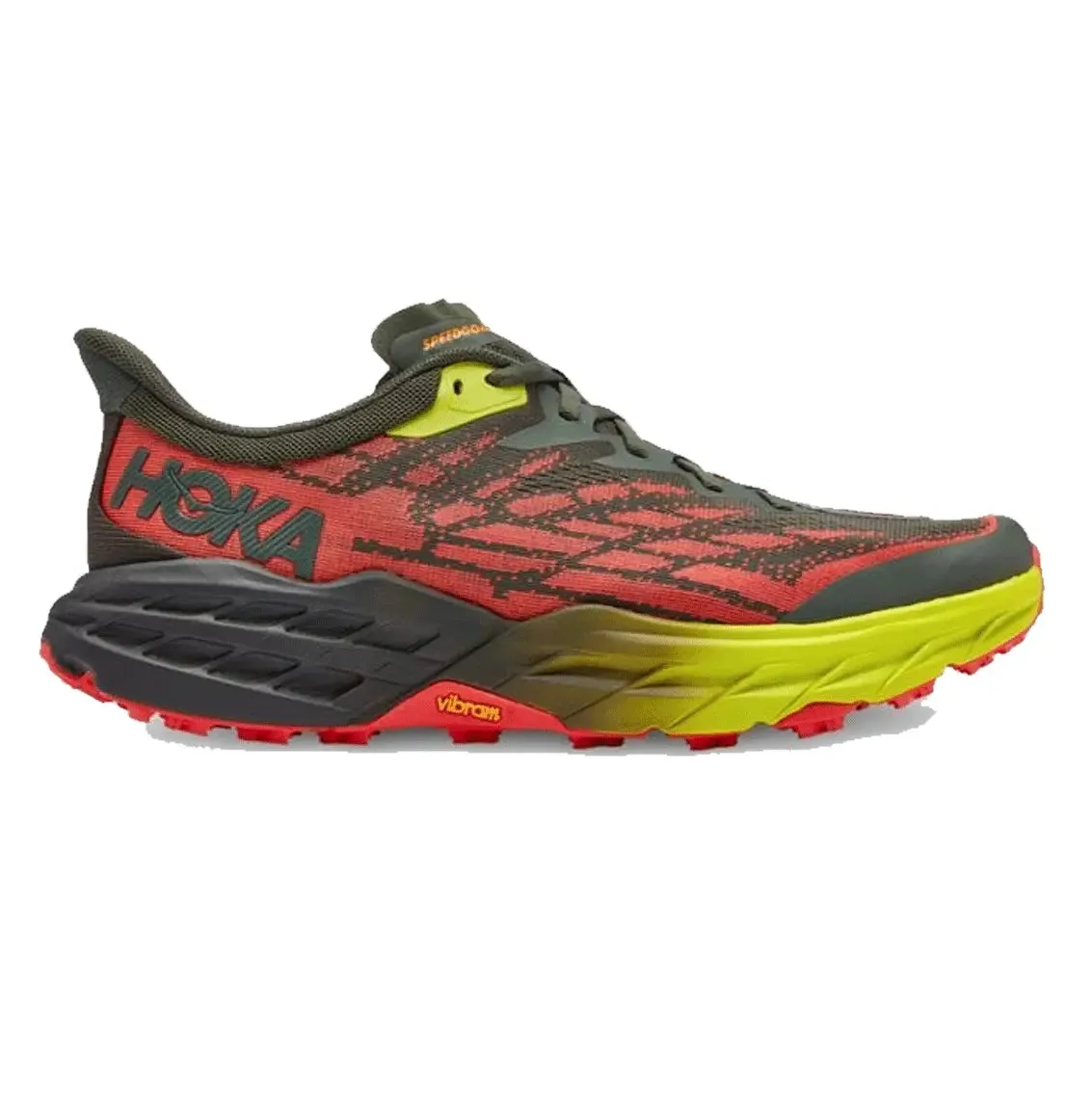 Mens Hoka Speedgoat 5 (Wide) - Thyme / Fiesta