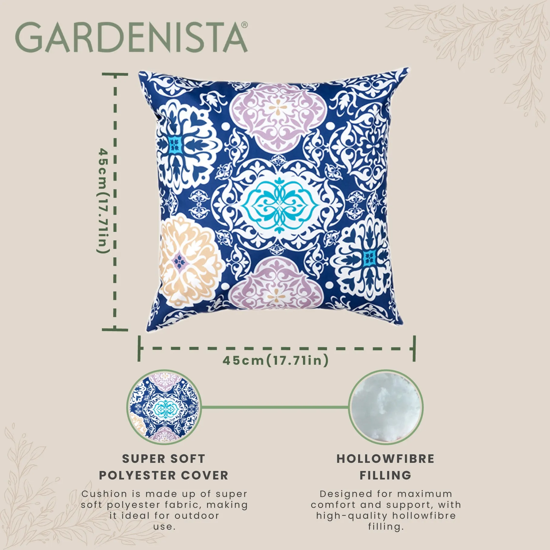 Outdoor Water Resistant Scatter Cushions | Garden Comfy Printed Pillow