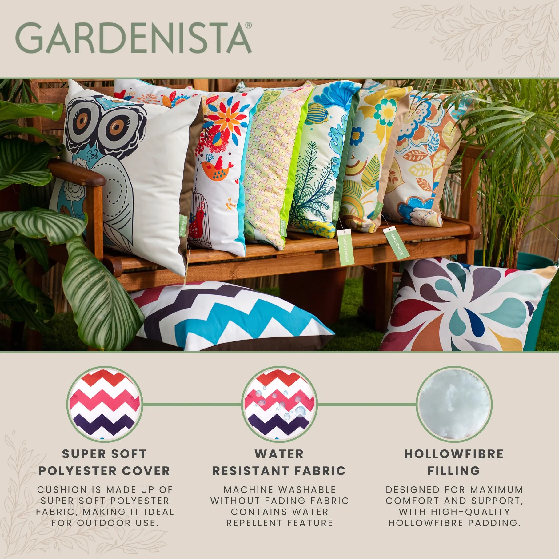 Outdoor Water Resistant Scatter Cushions | Garden Printed Cushions