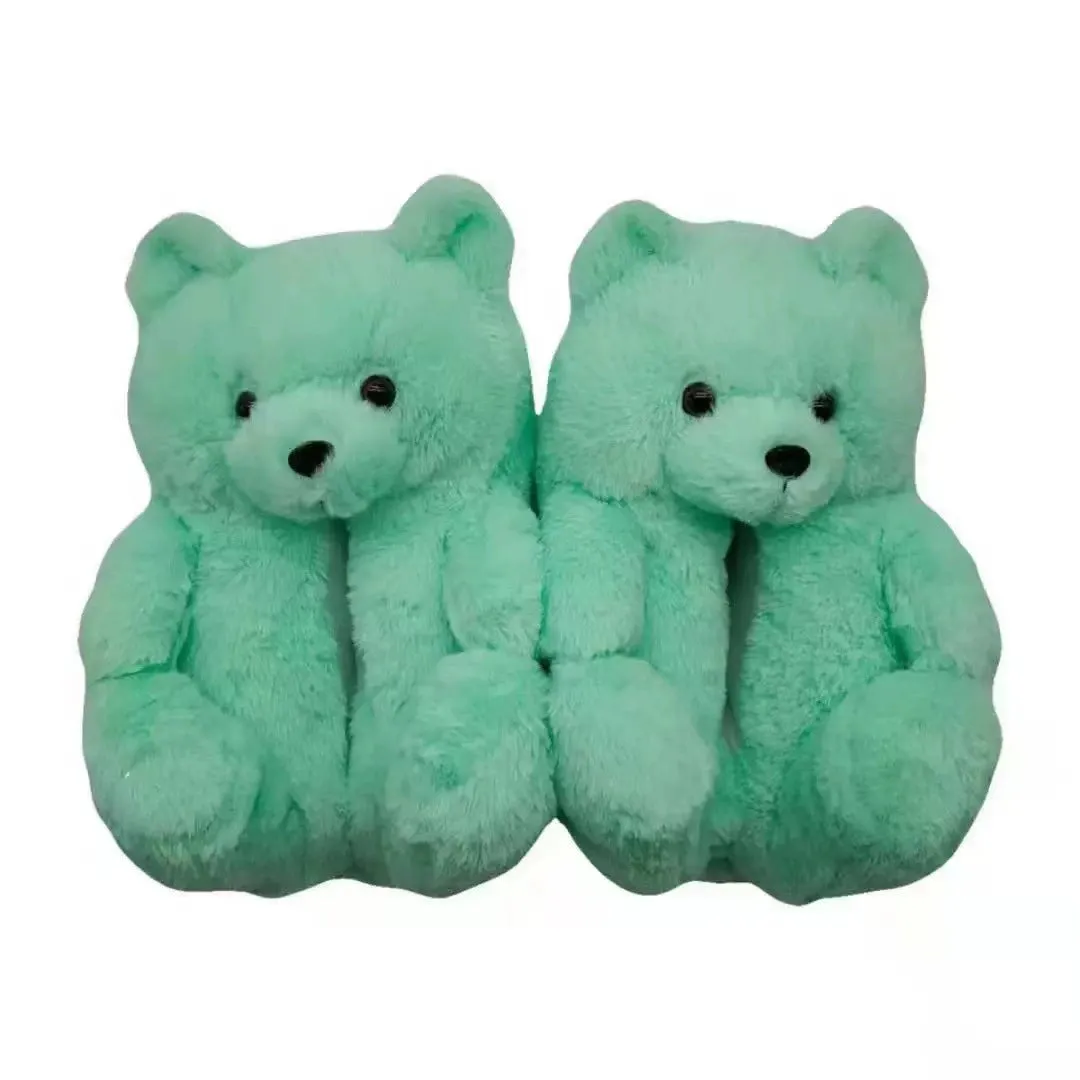 Plush Teddy Bear Couple Slippers