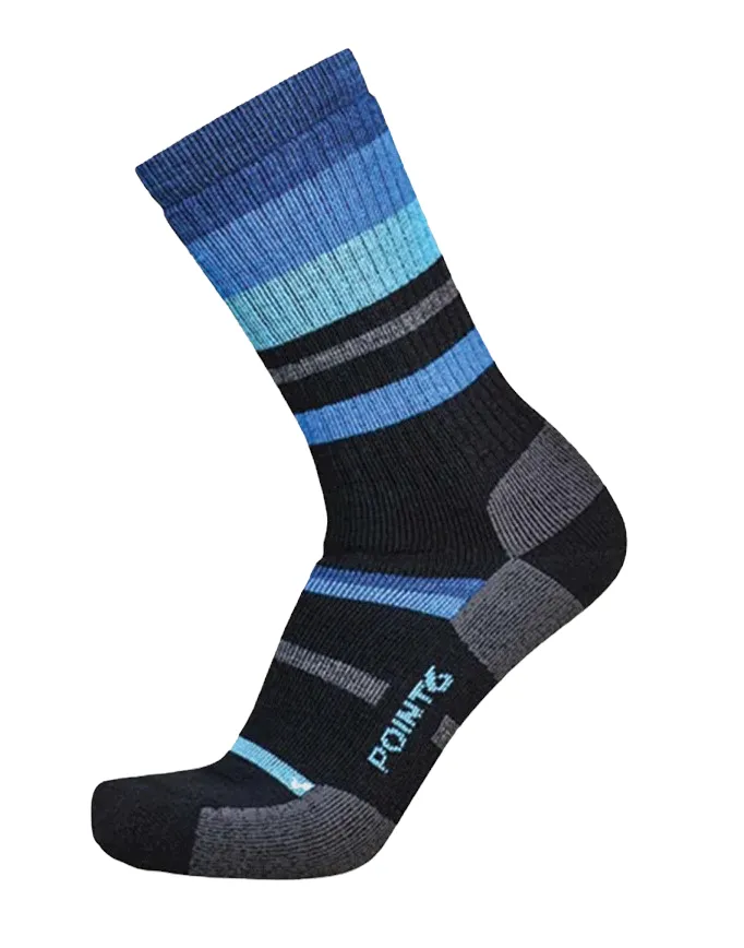 Point6 Merino Hiking Mixed Stripe Medium Crew Socks