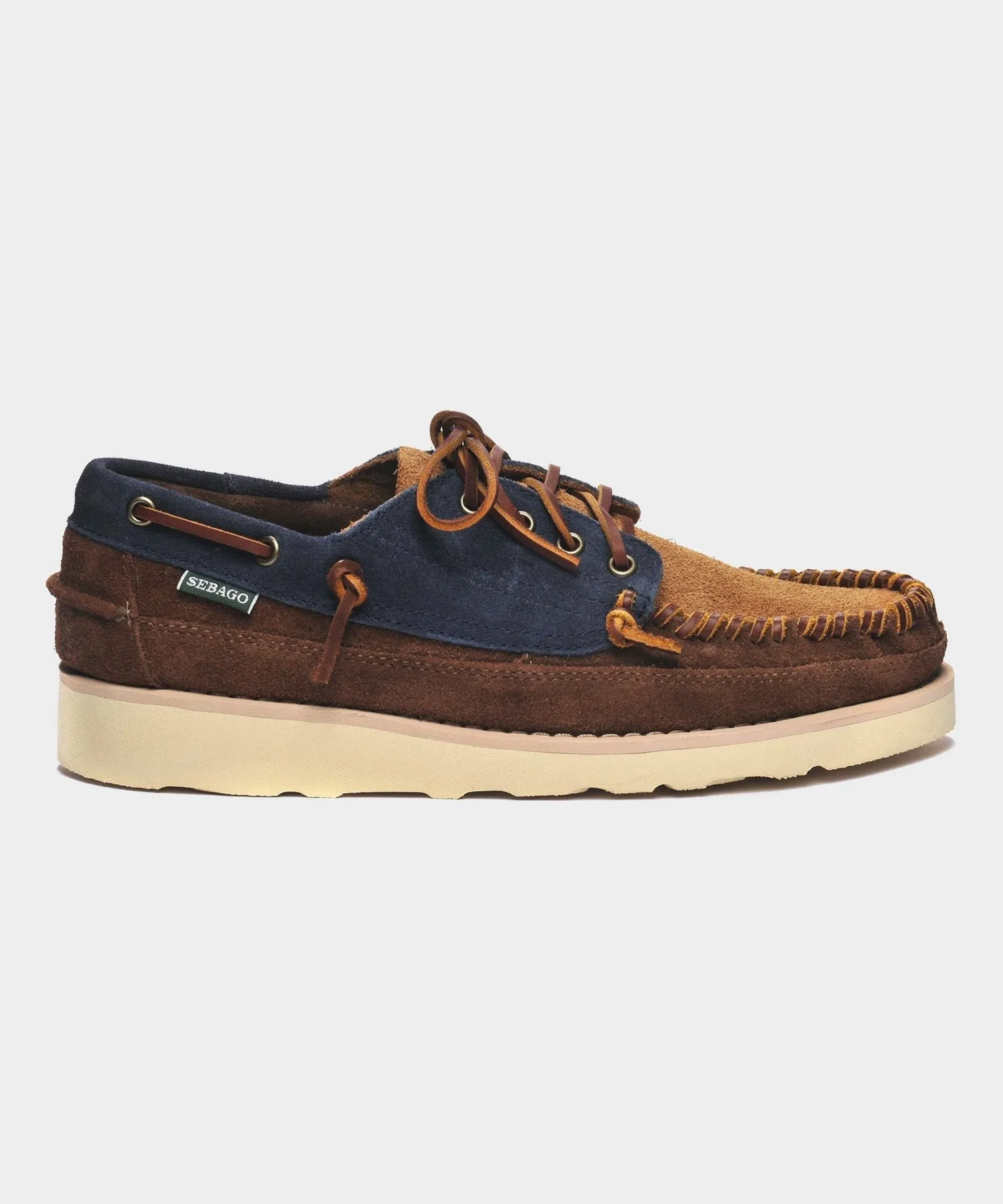 Sebago Cayuga Suede Moccasin in Navy/Cognac