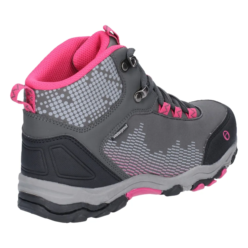 Senior Ducklington Hiking Waterproof Boots Grey/Pink