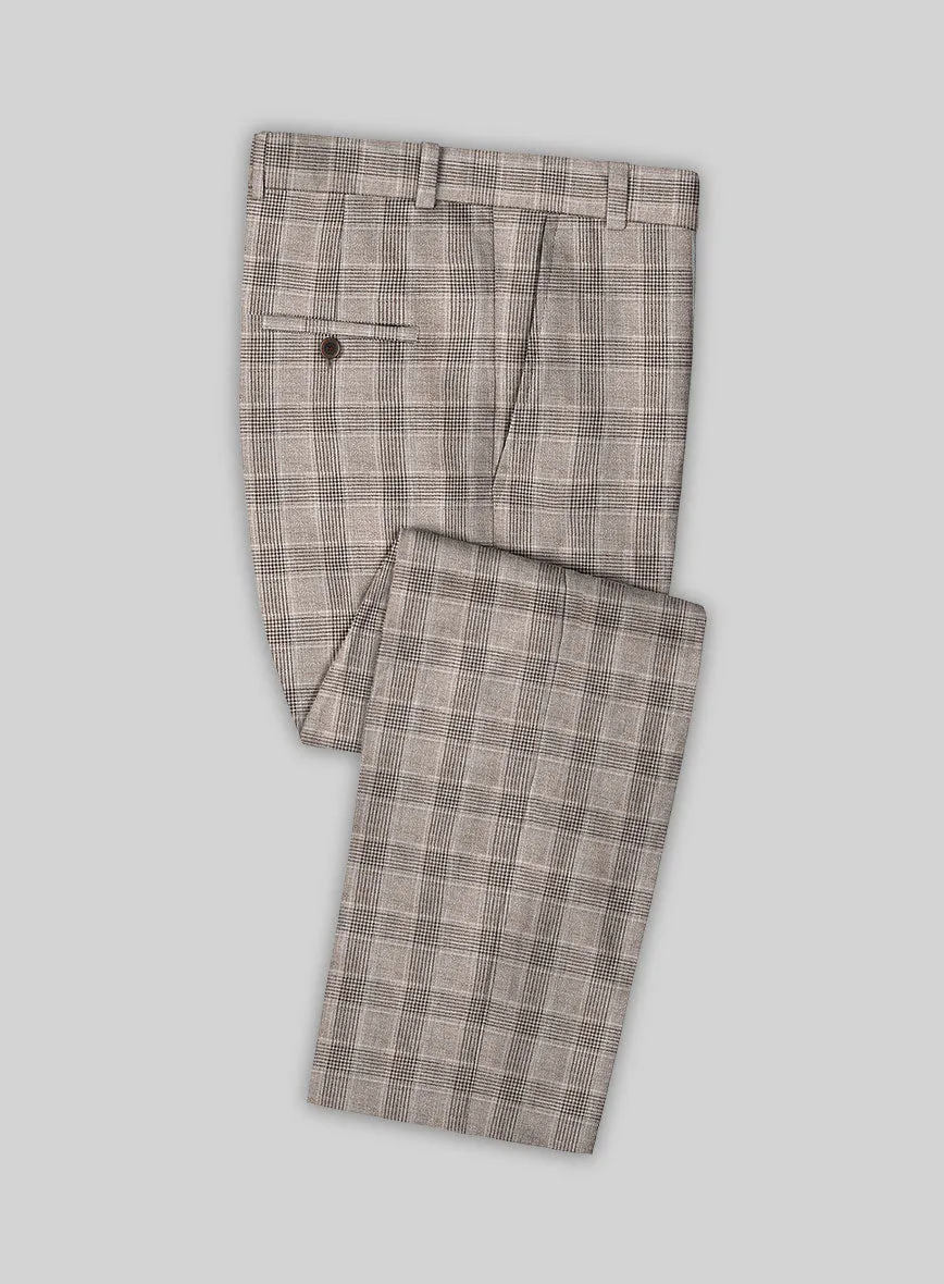 Solbiati Brown Checks Linen Pants