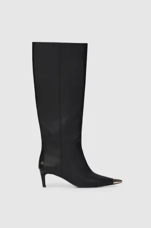 Tall Nina Boots With Metal Toe Cap - Black