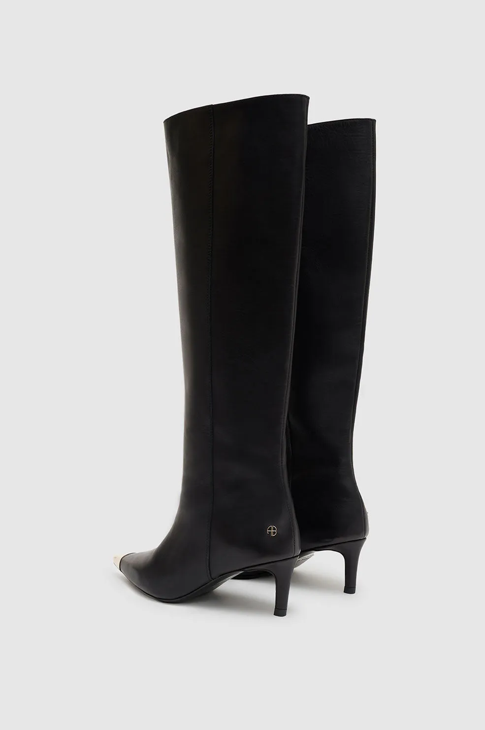 Tall Nina Boots With Metal Toe Cap - Black