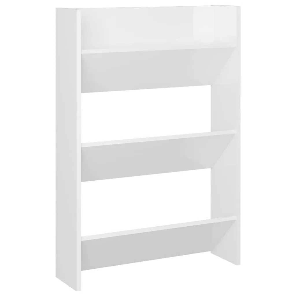 Wall Shoe Cabinets 2 pcs High Gloss White 60x18x90cm Chipboard