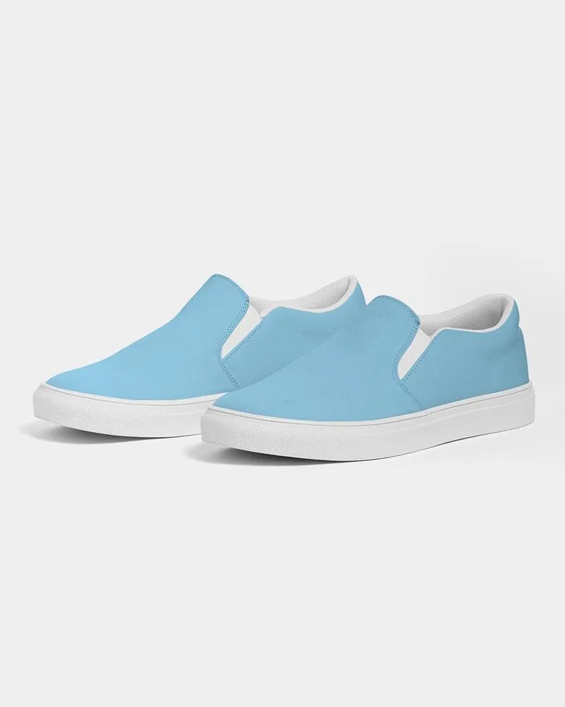 Womens Sneakers - Light Blue Low Top Slip-on Canvas Shoes