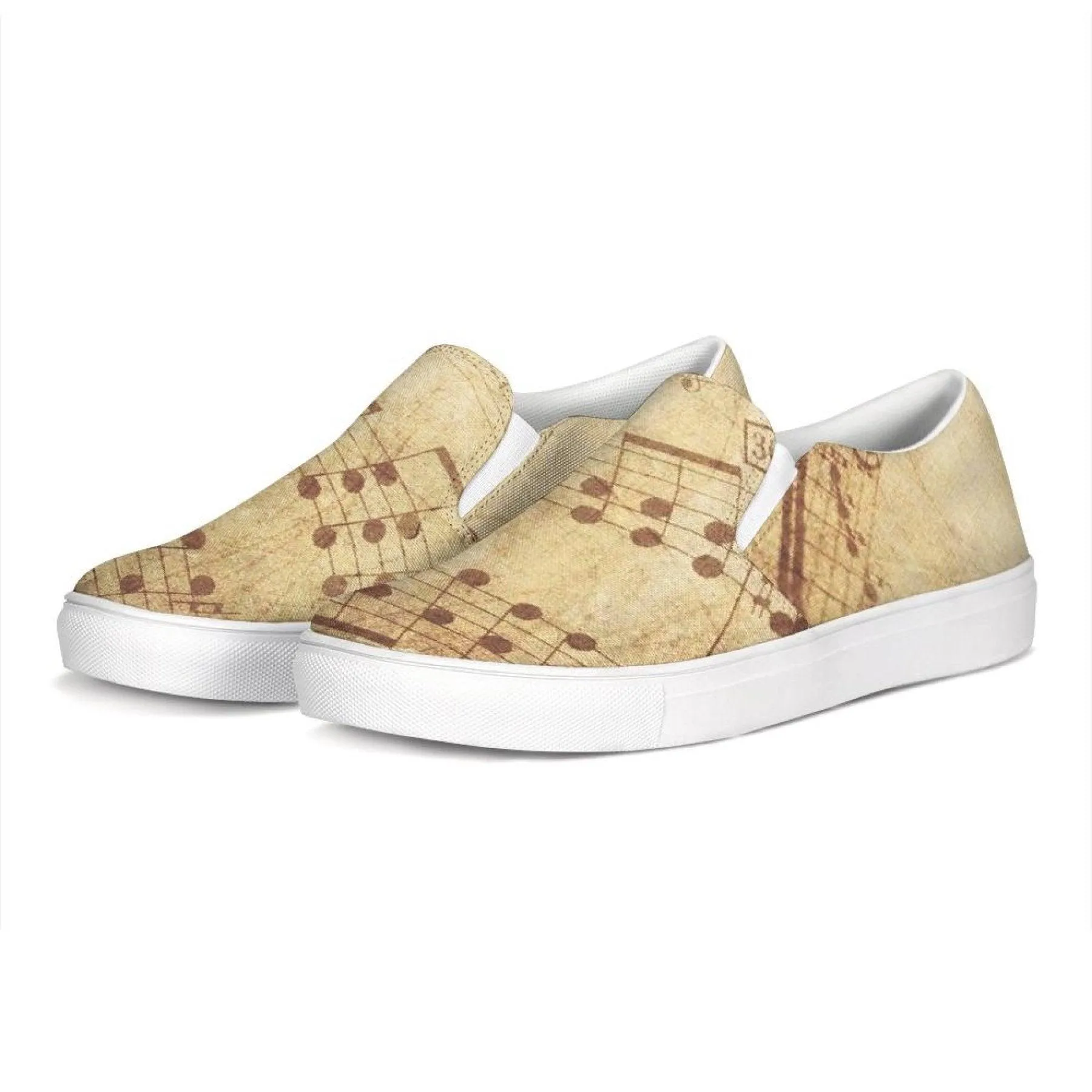 Womens Sneakers - Sheet Music Print Slip-on Canvas Shoes / Slip-on