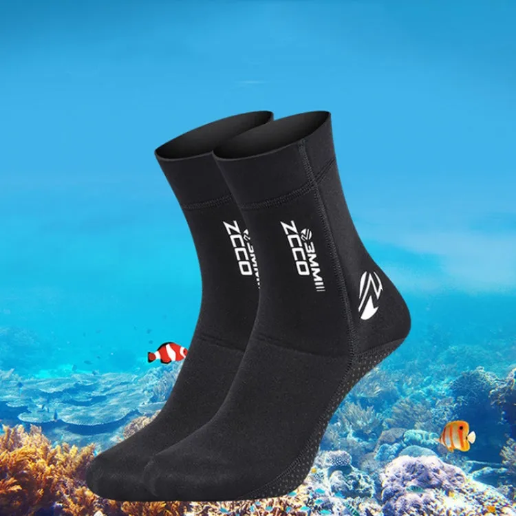 ZCCO 3mm Warm Non-Slip Diving Socks Anti-Wear Ankle Fins, Size:39-40(Grey)