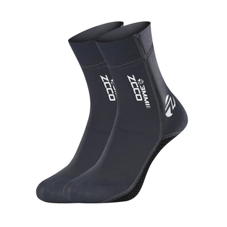 ZCCO 3mm Warm Non-Slip Diving Socks Anti-Wear Ankle Fins, Size:39-40(Grey)