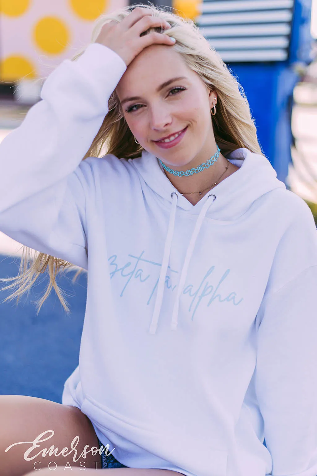 Zeta Tau Alpha Script White Hoodie